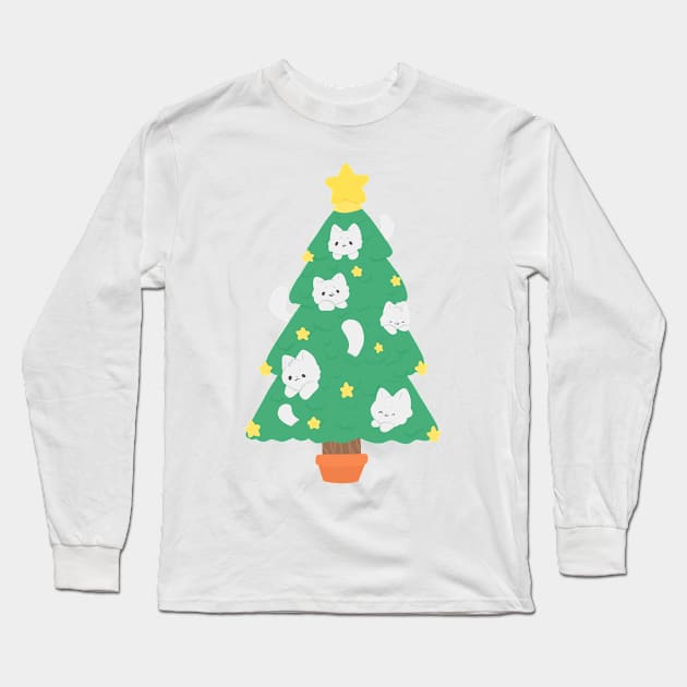 Cats in the Christmas tree Long Sleeve T-Shirt by IcyBubblegum